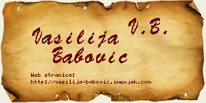 Vasilija Babović vizit kartica